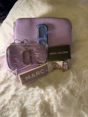 Marc Jacobs Lilac Leather Crossbody Camera Bag with Coin Pouch